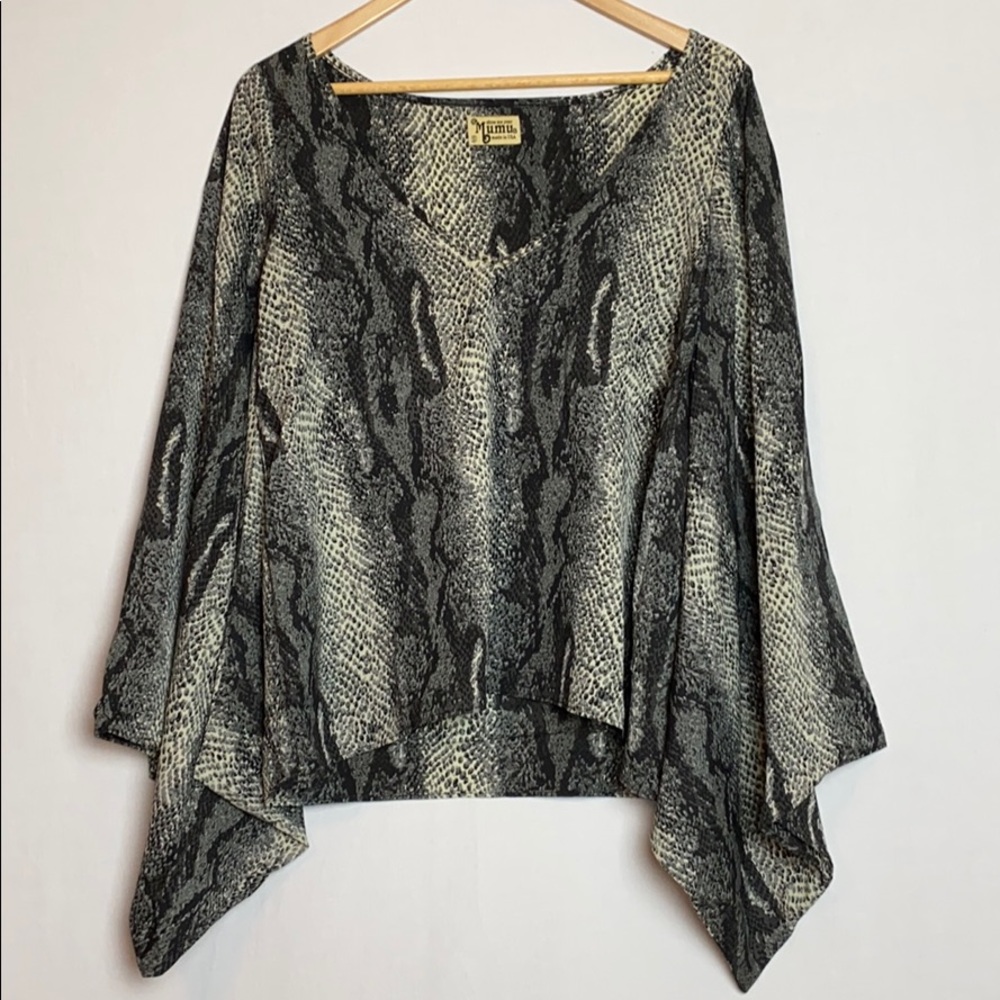 Show Me Your MuMu Snake Print Tunic Blouse Bell Sleeve Boho Festival Small